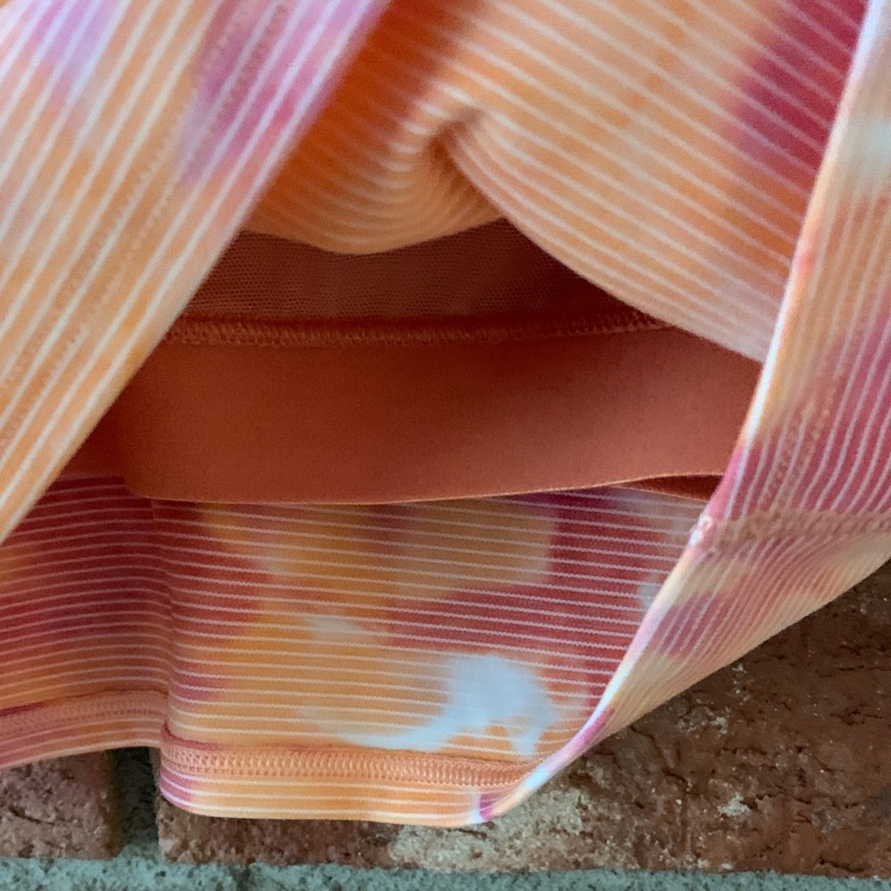Athleta Orange Pink Sherbet Tie-Dye Sleeveless Crop Top Sports Bra - Picture 4 of 8